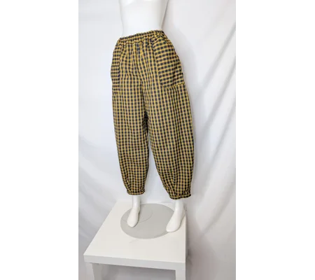 Reworked barrel Leg Trousers: Size 14 yellow check this out