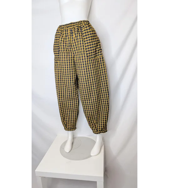 Reworked barrel Leg Trousers: Size 14 yellow check this out