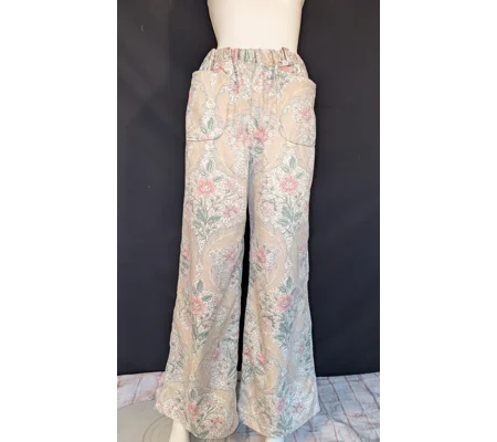Floral Wide Leg Trousers: Size 16 Pants, reworked upcycled fashion