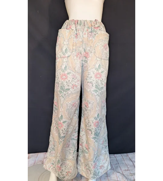 Floral Wide Leg Trousers: Size 16 Pants, reworked upcycled fashion