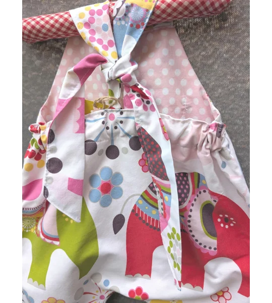 Baby Dungarees age 3-6m elephants-bright dungarees kids-baby gift ethical-reworked baby-sustainable 