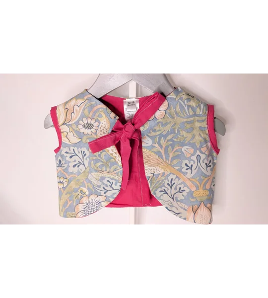 Vintage Floral Child Waistcoat, Upcycled Cotton, Cottage Core Style (12-18m)