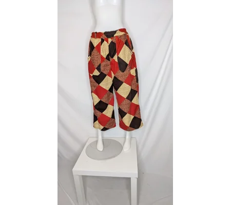 Reworked warm relaxed crop Leg Trousers: Size 14 halequin diamond
