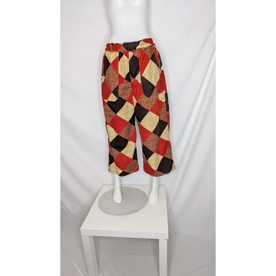 Reworked warm relaxed crop Leg Trousers: Size 14 halequin diamond