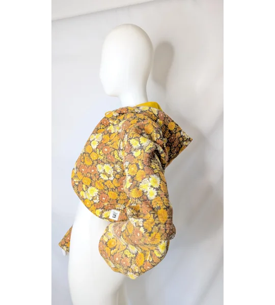 Whimsical Flower jacket: Unique Upcycled crop jacket, Size 10-12