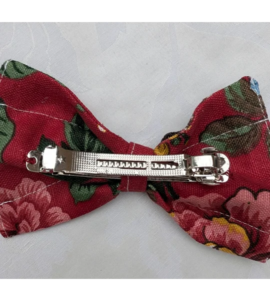 Upcycled Fabric Flower Barrette Hair bow: vintage floral hair decoration