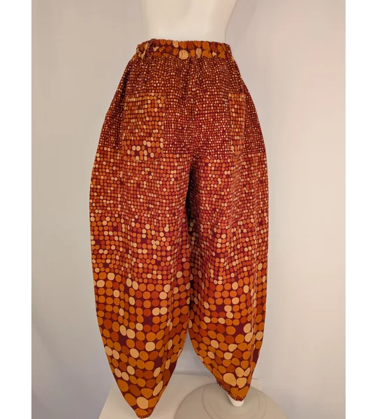 Reworked barrel Leg Trousers: Size 16, warm orange spots