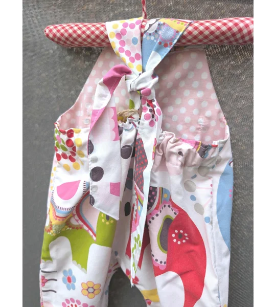 Baby Dungarees age 3-6m elephants-bright dungarees kids-baby gift ethical-reworked baby-sustainable 