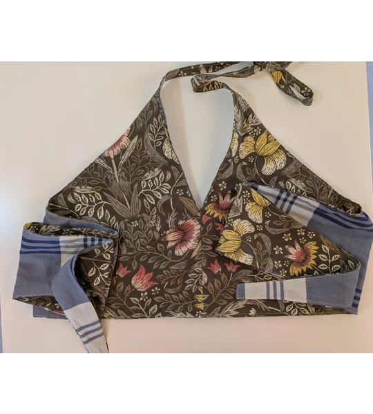 Reversible Cropped Halter Top: check and william Tie Back