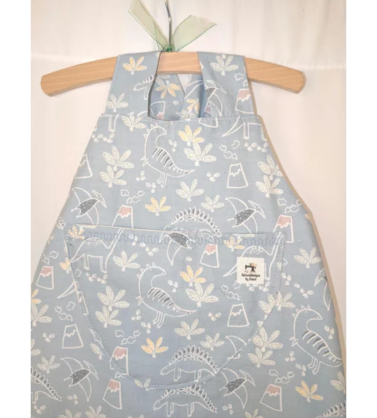 Dinosaur Dungarees, pastel blue(18-24y) sustainable children's gift.