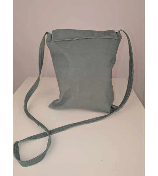 Mint green baby cord messenger bag