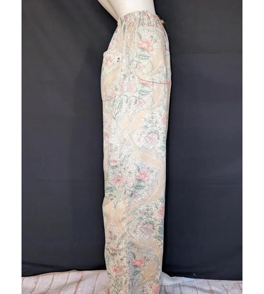 Floral Wide Leg Trousers: Size 16 Pants, reworked upcycled fashion