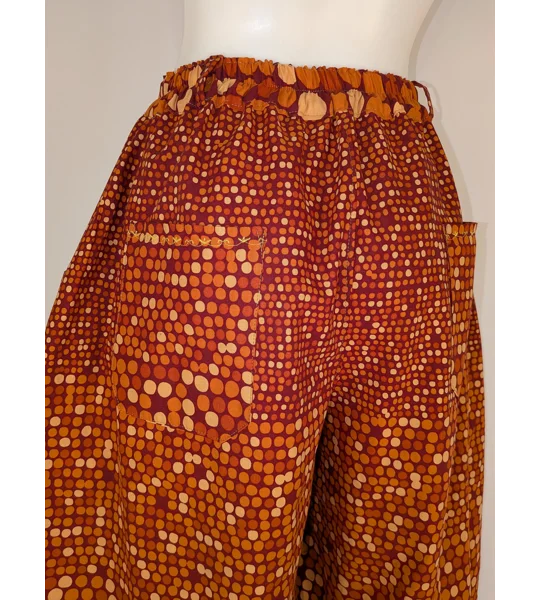 Reworked barrel Leg Trousers: Size 16, warm orange spots