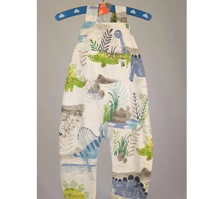 Dinosaur Dungarees, romper,(12-18m) sustainable children's gift.