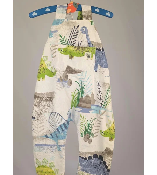 Dinosaur Dungarees, romper,(12-18m) sustainable children's gift.