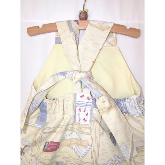 Toddler dungarees, seaside boats,(12-18m) sustainable children's gift.