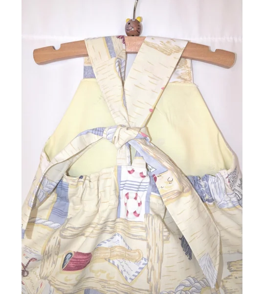 Toddler dungarees, seaside boats,(12-18m) sustainable children's gift.