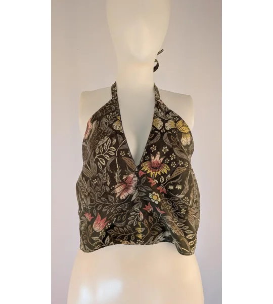 Reversible Cropped Halter Top: check and william Tie Back