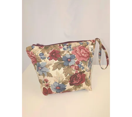 Cottage Core floral Print cosmetics Bag: Upcycled Boho Chic