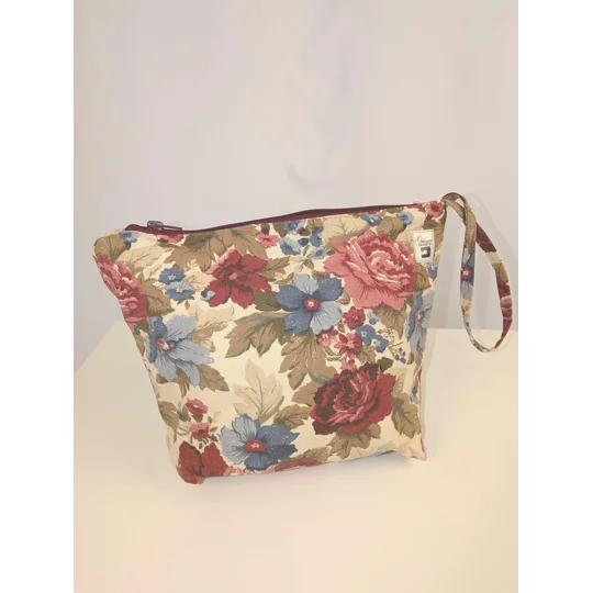 Cottage Core floral Print cosmetics Bag: Upcycled Boho Chic