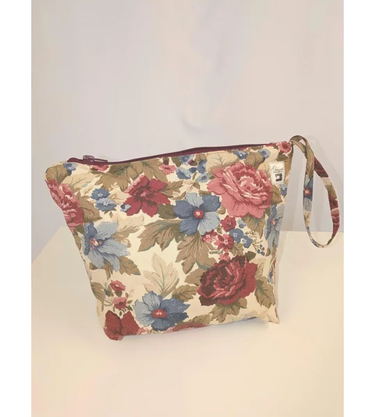 Cottage Core floral Print cosmetics Bag: Upcycled Boho Chic