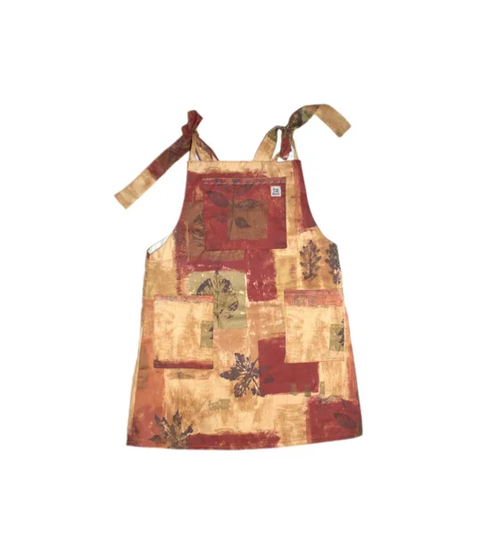 Upcycled Apron Dress: Abstract Leaves Print, Size 10, Handmade