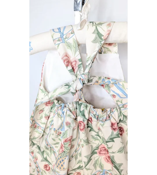 Floral cottage boutique Baby Dungarees, Upcycled Kids Overalls (9-12m)