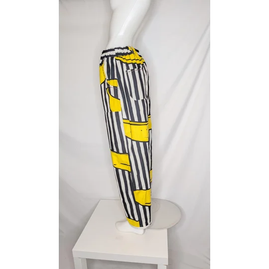 Reworked straight Leg Trousers: Size 14 banana stripe