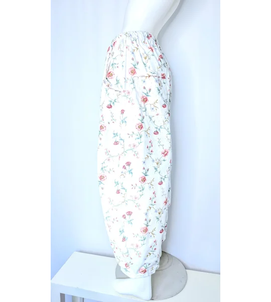 Reworked barrel Leg Trousers: Size 16, floral summer picnic