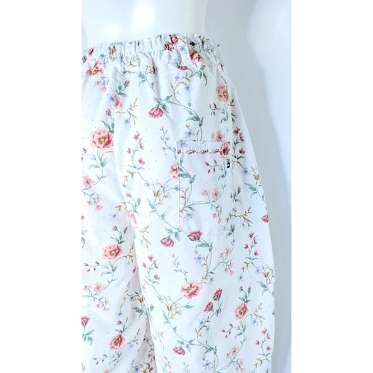 Reworked barrel Leg Trousers: Size 16, floral summer picnic