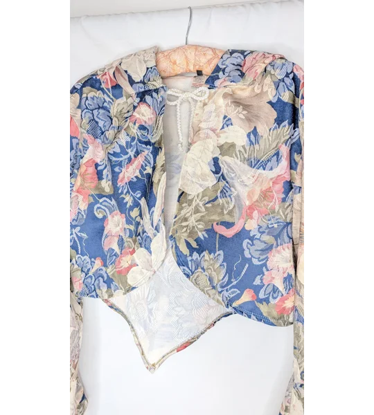 tapestry vintage style jacket: Unique Upcycled crop jacket, Size 16-18