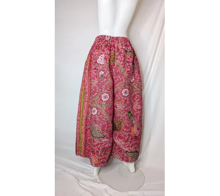 Cotton wide Leg Palazzo Trousers: Size 18 , fushia ethnic peacock