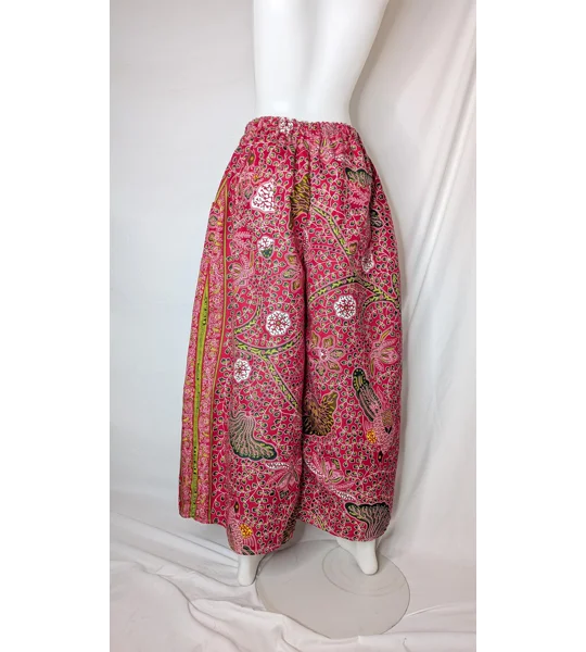 Cotton wide Leg Palazzo Trousers: Size 18 , fushia ethnic peacock