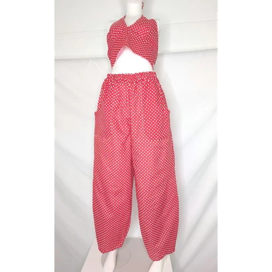 Reworked barrel Leg Trousers: Size 16, hotty spotty