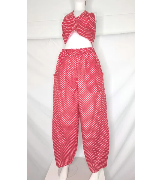 Reworked barrel Leg Trousers: Size 16, hotty spotty
