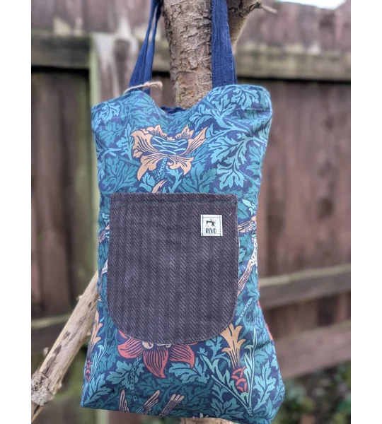 William Morris Style Floral Tote Bag: Upcycled Vintage Fabric