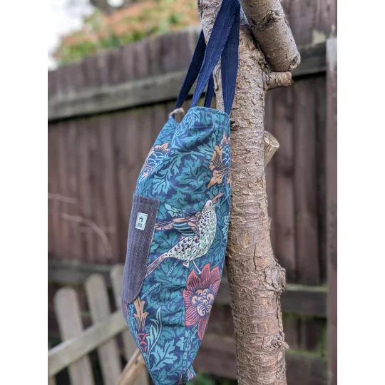 William Morris Style Floral Tote Bag: Upcycled Vintage Fabric