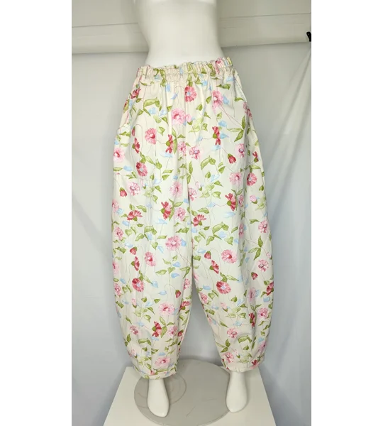 Reworked barrel Leg Trousers: Size 16, water colour days