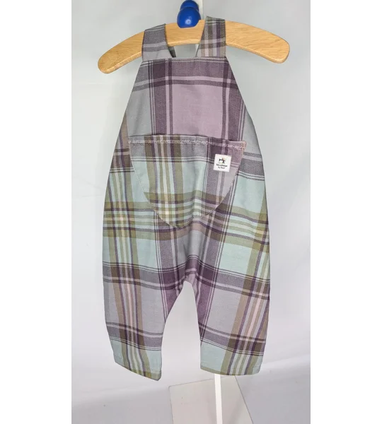 Baby Dungarees age 6-9m lavender check