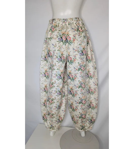 Reworked barrel Leg Trousers: Size 16, antique blooms