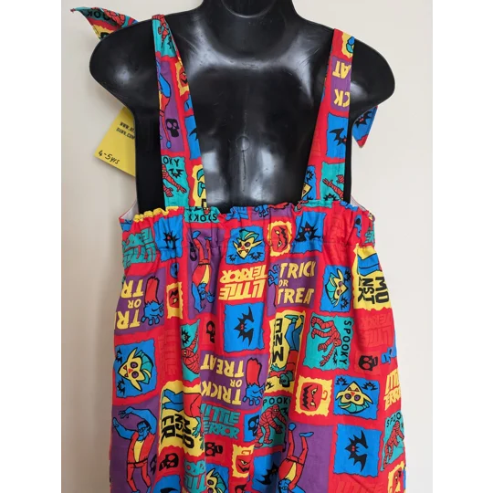 Child Dungarees, romper, age 4-5yrs Halloween monsters suit, bright cartoon dungarees