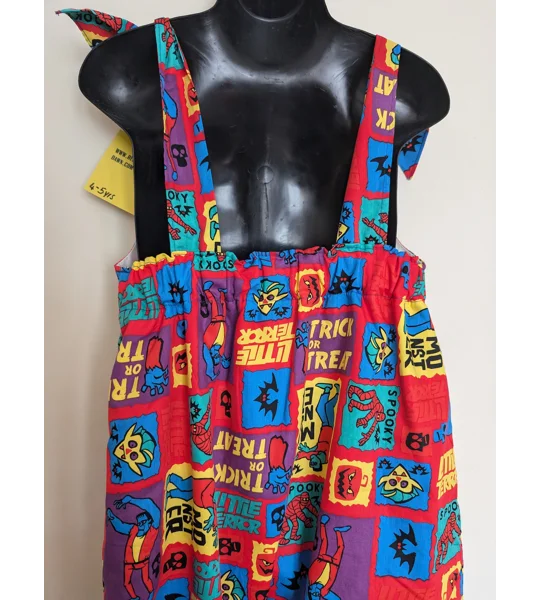 Child Dungarees, romper, age 4-5yrs Halloween monsters suit, bright cartoon dungarees