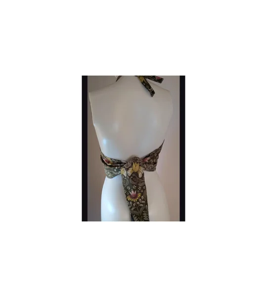 Made to order halterneck reversible top. Tie back and neck.