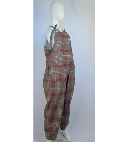 Dungarees size 12-check print- tie top overalls
