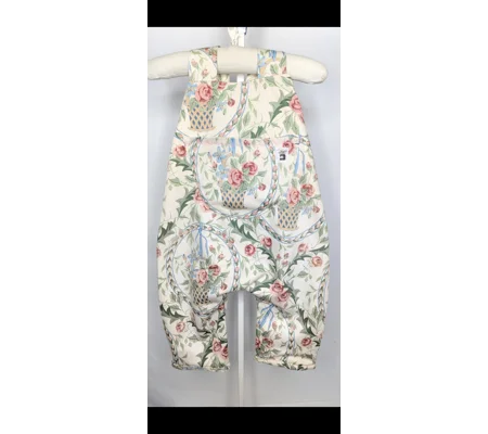 Floral cottage boutique Baby Dungarees, Upcycled Kids Overalls (9-12m)
