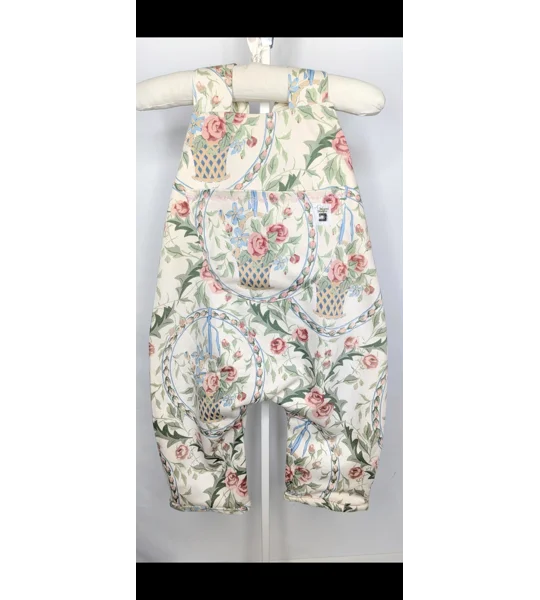 Floral cottage boutique Baby Dungarees, Upcycled Kids Overalls (9-12m)