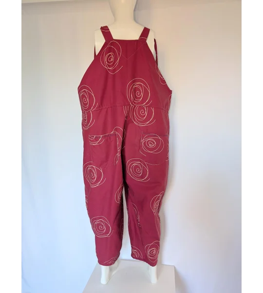 Upcycled Tie-Top Dungarees: Fushia pink, Plus Size 22