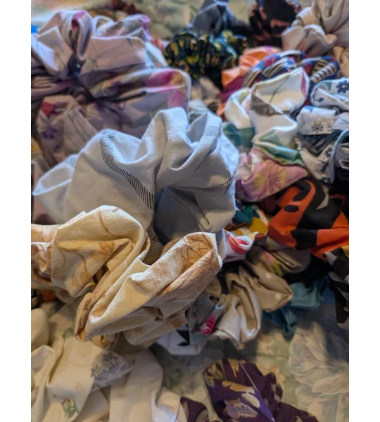 Handmade Scrunchie and hair tie Bundle: Sustainable Fabric Hair Ties - Surprise Mix