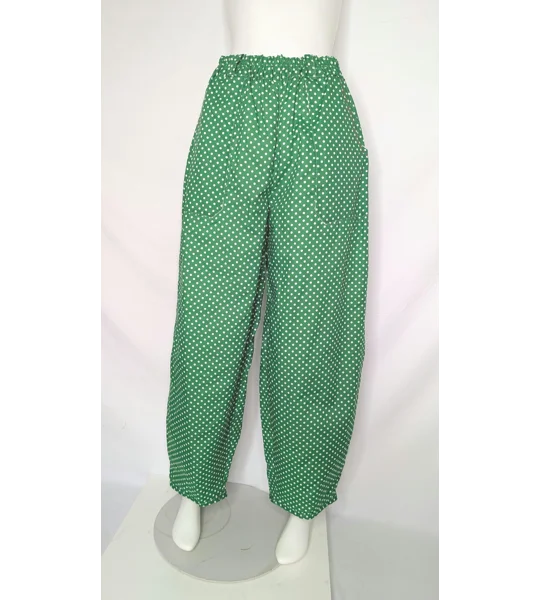 Reworked barrel Leg Trousers: Size 14 retro picnic green