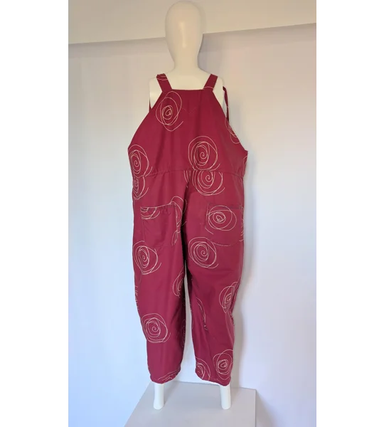Upcycled Tie-Top Dungarees: Fushia pink, Plus Size 22